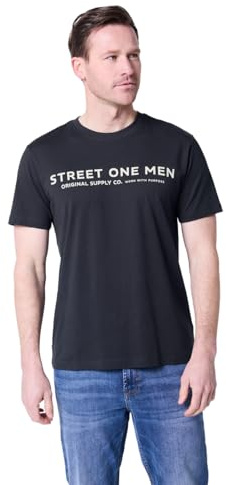 Street One Men Herren 3229643 T-Shirt mit Logo-Print (1er Pack)