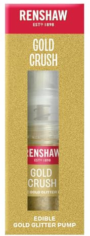 Renshaw Edible Glitter Pump, Gold Crush, 4 g (Pack of 1) | High-Shine Gold Finish, Easy Pump Application, Ideal for Cakes & Drinks