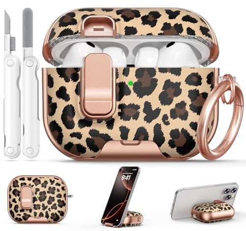 Muorruo Kopfhörerhülle für AirPods Pro 3, mit Sicherheitsverschluss und Handyhalterung, Schutzhülle für AirPods Pro der 3. Generation, inklusive Schlüsselanhänger und Reinigungsset