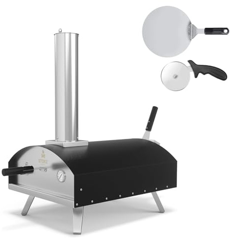 Stoke 13 Inch Outdoor Pizza Oven – Wood Pellet Portable Pizza Oven for Backyard, Camping, or Tailgating – Stainless Steel Oven with Pizza Stone & Accessories