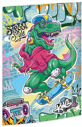 RNKVERLAG Zeichenmappe Skatosaurus 320 x 430 mm, für Formate bis DIN A3 mit Gummizugverschluss, 1 Stück