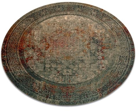rugsx Wollteppich für Wohnzimmer, Schlafzimmer, traditionell Omega MAMLUK Rosette Vintage Smaragd Kreis 200 cm
