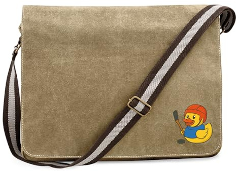 Huuraa Umhängetasche Quietscheente Eishockey Gummiente Hockey 14 Liter Sahara Canvas Laptoptasche Geschenkidee