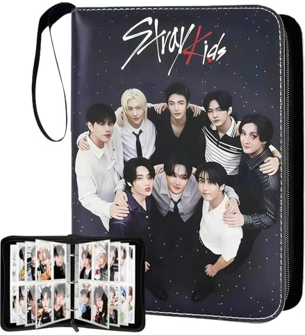 Stray Kids Schwarz Photocard Binder, Skzoo Sammelkarten Album | SKZ Photocards 400 Holder, Photocards Holder Wasserdichte, Stray Fan Zubehör, Geschenke für Jungen und Mädchen