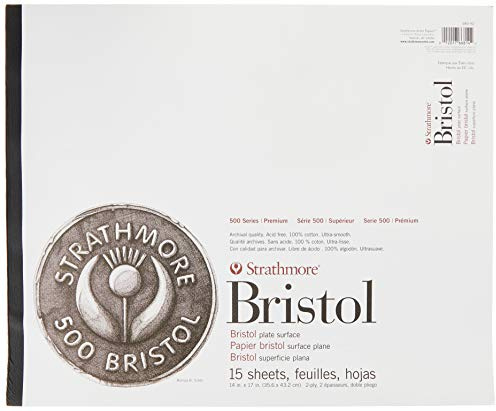 Strathmore (580-92 500 Series Bristol, 2-Ply Plate Surface, 14x17, 15 Sheets