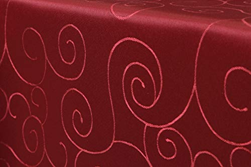 First-Tex Ornament Damast Tischdecke 160x260 oval rot*