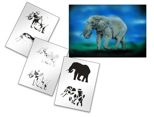 UMR-Design AS-155 elephant Airbrushschablone Step by Step Grösse M