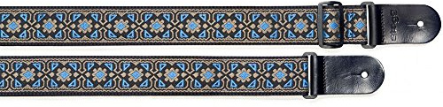 Stagg 20959 82 - 141 cm Woven Nylon Flowers Decorated Guitar Strap - Blue