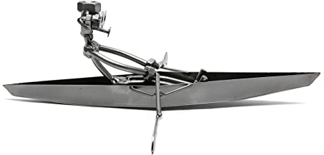 STEEMO Schraubenmännchen Rudern Ruderboot Geschenk Metall-Deko 30x24x10 cm