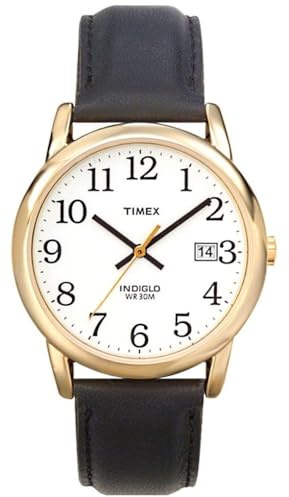 Timex Easy Reader Indiglo (35 mm) weißes Zifferblatt/schwarzes Lederarmband T2H291