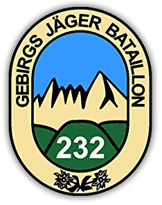 Aufkleber/Sticker GebJgBtl 232 Gebirgsjägerbataillon BW Wappen 5x7cm A1189