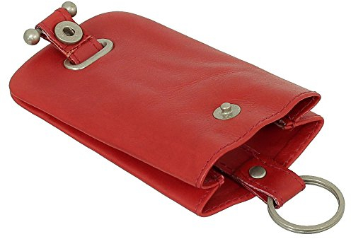 Pochette Porte-clé en Cuir Rouge