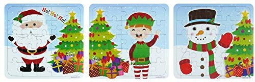 Henbrandt 3 Christmas Puzzles - 25 Piece Mini Jigsaw Puzzle - Boys Girl Unisex Party Bag Fillers