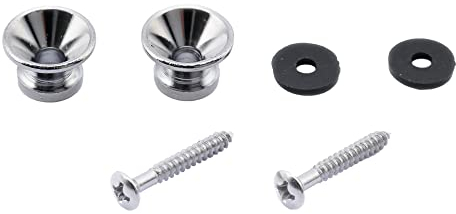 Musiclily Gitarrengurt Knöpfe Strap Buttons Endpins Metall Gitarrengurt Endknopf Gurtpin für Klassische Elektrische Akustik Gitarre Bass Ukulele,Chrom(2 Stück)