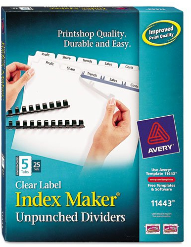 Index Maker Print & Apply Transparente Etiketten-Trennblätter mit Weiß