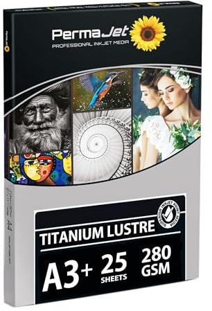 PermaJet Titanium Lustre 280gsm | A3+ 25 Sheets | Metallic/Lustre Photo Inkjet Paper