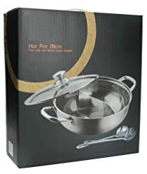 HOT POT Topf 2 Kammern Ø 28cm + 2 Löffel - Feuertopf - Fondue - Shabu Shabu