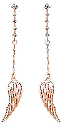 Yumilok Roségold 925 Sterling Silber Zirkonia Engelsflügel Ohrhänger Ohrringe Hypoallergen Ohrschmuck für Damen Mädchen