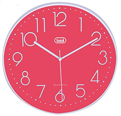 Trevi OM 3508 S Quarz-Wanduhr mit leisem Sweep-Uhrwerk, Durchmesser 30 cm, Rosa, 30 cm