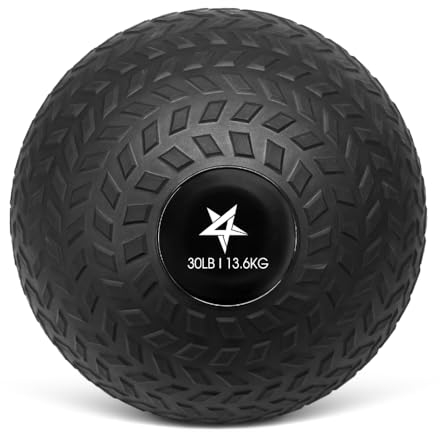 Yes4All 7XU4, 7XU4 41 Pfund Slam Ball, Medizinball für Kraft und Training – Fitness-Trainingsball mit griffigen Profilen und robuster Gummischale (40 Pfund, schwarz), 7XU4