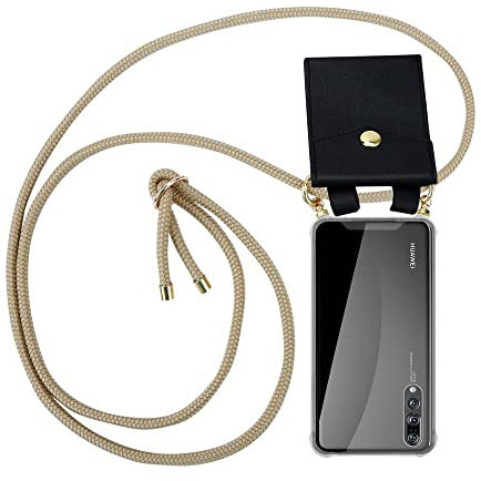 cadorabo Coque Collier pour Huawei P20 Pro in Marron Brillant - Housse Protection en Silicone Transparent avec Anneaux Dorés, Cordon pour Mettre Autour de Cou et Etui Détachable