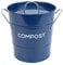 Dark Blue Metal Kitchen Compost Caddy - Navy Blue Composting Food Bin for Food Waste Recycling with Composting Guide