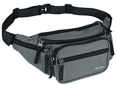 ProCase Bauchtasche Gürteltasche Wasserdicht Hüfttasche für Herren und Damen Klein Nylon Fanny Pack mit 6 Reißverschlusstaschen für Outdoor Reisen Sport Wandern Joggen Hundespaziergänge
