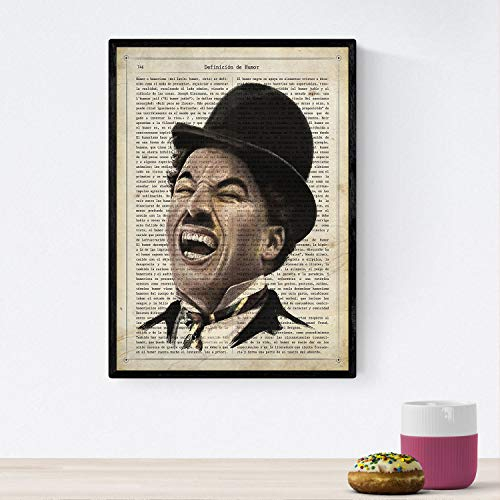 Nacnic Poster Charles Chaplin lachen. Vintage Stil Poster von wichtigen Musiker, Schauspieler, Erfinder... Größe A4