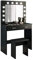 Dressing Table Set with Hollywood LED Lights Mirror, Vanity Makeup Table 2 Large Drawers and Stool (Black)