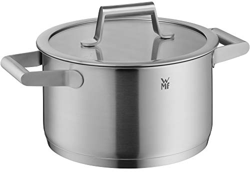WMF Comfort Line Cacerola alta de de 20 cm, tapa de vidrio, cacerola de inducción 3,3 l, acero inoxidable mate Cromargan, escala interior, apilable, sin recubrimiento