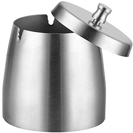 Lhbfcy Edelstahl Aschenbecher Mit Deckel Großer Aschenbecher Windgeschützt Sturm Aschenbecher Großer Moderne Aschenbecher Windaschenbecher Außenaschenbecher Geeignet Für Home Office Garten Balkon