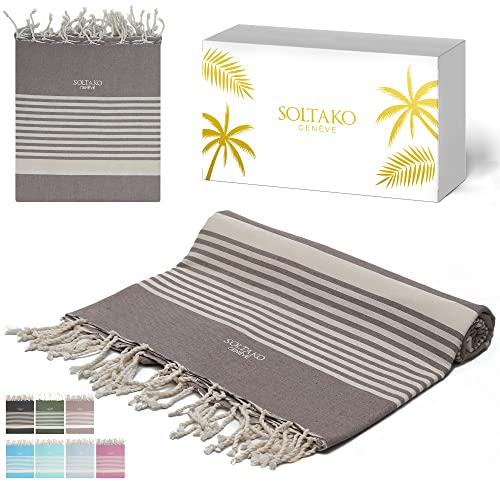 SOLTAKO Fouta Arthur Premium XXL, Taupe, 200/200cm