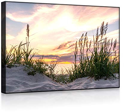 lightbox multicolor | Leuchtbild | Gras am Strand bei Sonnenuntergang | 100x70 cm | Front Lighted