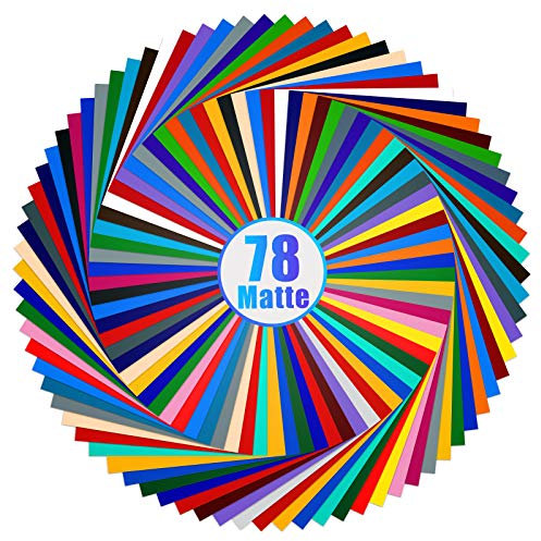 Lya Vinyl 78 Pack Matte Permanent Adhesive Vinyl, 39 Matte Colors Vinyl Sheets for Party Decoration, Sticker, Craft Cutter, Car Decal