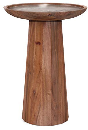 SIMPLIHOME Dayton Table d'appoint Ronde contemporaine en Bois d'acacia Massif de 33 cm de Large, entièrement assemblée pour Le Salon et la Chambre à Coucher