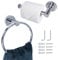 MEGAVOW 2 Pieces Toilet Paper Holder and Towel Ring Set, Toilet Roll Towel Holder, Wall Mounted Stainless Steel Hardware Accessory for Bathroom Kitchen Hotel, Silver