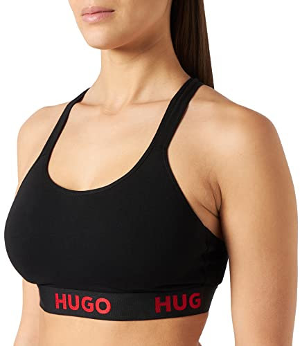 HUGO Damen Padded Sporty Logo Bralette, Black1, XL EU