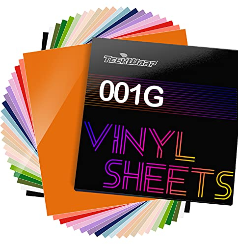 TECKWRAP 001 Lot de 21 feuilles de vinyle adhésif permanent super brillant 30,5 x 30,5 cm Couleurs assorties pour scrapbooking, découpeurs, panneaux traceurs