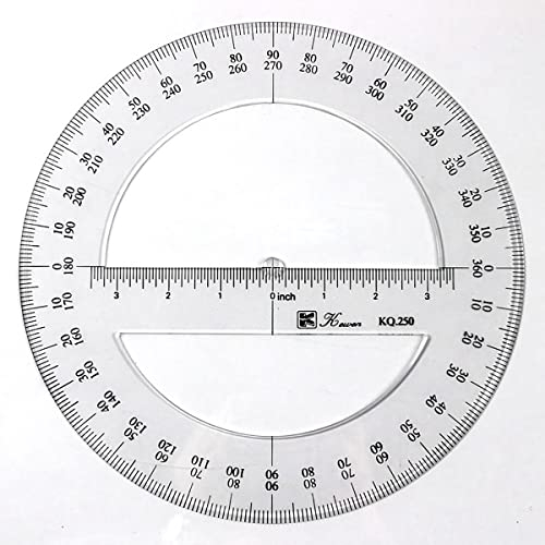 360 Vollkreis-Winkelmesser, 25 cm, Kunststoff, Mathematik-Messwerkzeuge, rundes Winkelmesser, Lineal mit Vollwinkelmesser