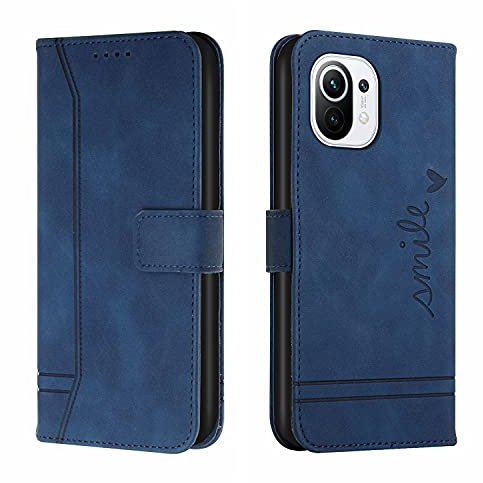 Trugox Handyhülle für Xiaomi Mi 11 Lite/Xiaomi 11 Lite 5G NE Hülle Klappbar Klapphülle mit Kartenfach Handytasche Handy Schutzhülle Tasche Leder Wallet Flip Case Slim Book Cover - Blau