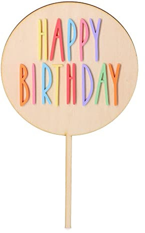 Goodtimes Cake Topper Happy Birthday Bunt 23cm x 13cm aus Holz & Acryl