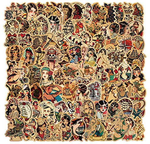 Vintage Sailing Seaman Graffiti Sticker Set - 100pcs Waterproof Stickers for Luggage, Boxes, Cups, Skateboards & DIY Decoration by Jagowa