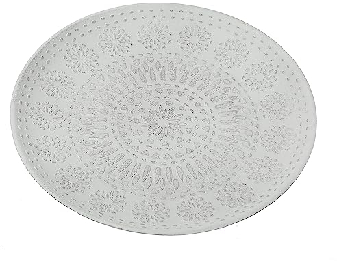 MARELIDA Dekoteller - Dekoschale mit Muster - MDF Holz - D: 34,5cm - weiß (Blumenmuster)
