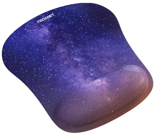 TECKNET Mouse Mat with Memory Foam Rest -Non-Slip Rubber Base- Special-Textured Water-Resistant Surface
