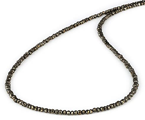 RisenshineJewel Natürliche Pyrit Perlen Halskette für Damen handgefertigter Edelstein Perlen Schmuck aus 925er Sterlingsilber – 45 cm