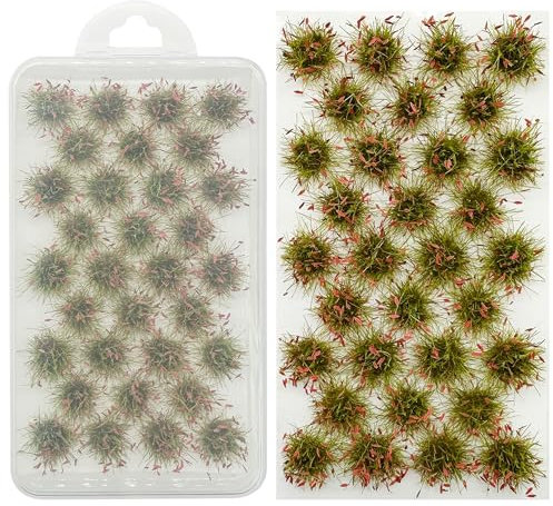 Woohome 32 PCS Rot Static Grass Tuft Zart Selbstklebende Statische Grass Statisches Grasbüschel Miniatursträucher Büsche für Miniatur Tabletop Spiele Modelleisenbahn Geländeb