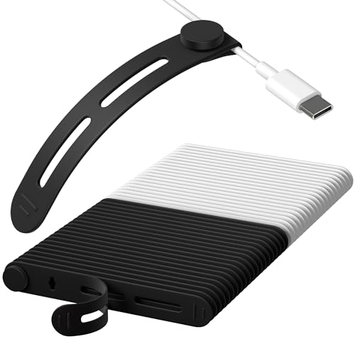 Nearockle 40Pcs Silikon Wiederverschließbar Kabelbinder, Wiederverwendbare Kabel Organizer Klein Kabelmanagement für Ladekabel Computer Draht, Reisezubehör (weiß und schwarz)