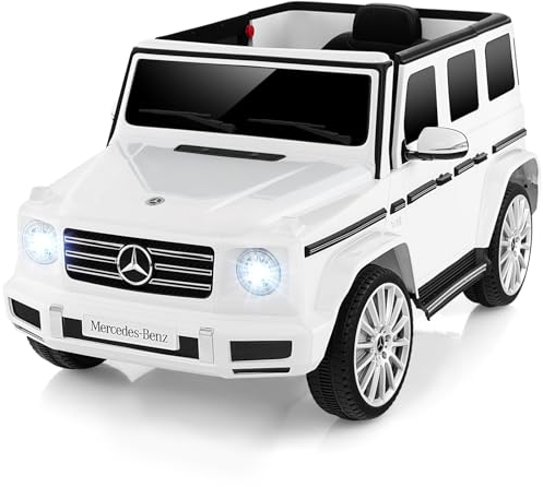 COSTWAY Mercedes Benz G500 Elektroauto für Kinder, Kinderauto Elektro mit Fernsteuerung Hupe Musik LED-Lichtern, Elektrofahrzeug Elektro Auto für Kinder ab 3 Jahren(Weiß)