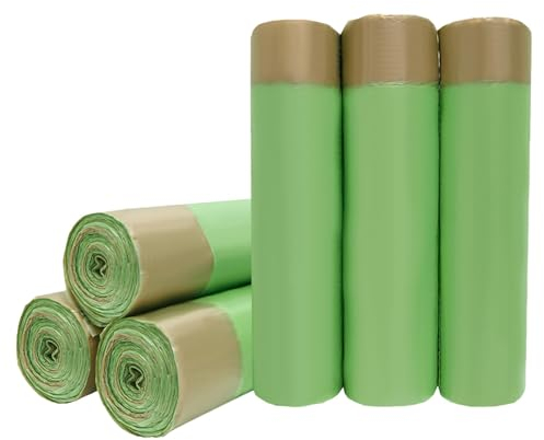 KeenKiD 10L Tie Handles Small Pedal Bin Liners，Drawstring Trash Bags(Green,6 Pack of 15,Total 90)(90)