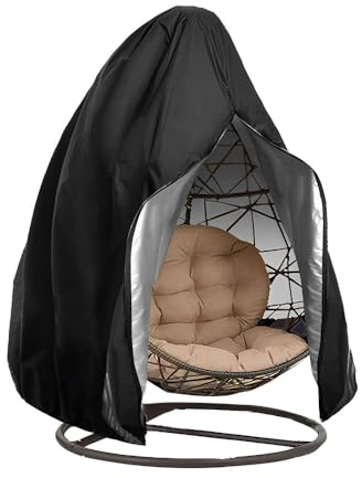 FANSU Housse de Chaise Suspendue, Oeuf Suspendu Exterieur Jardin Bache de Protection Oxford Tissu Imperméable Housse de Protection Fauteuil Suspendu pour Patio Jardin (115x190cm 190D,Noir)